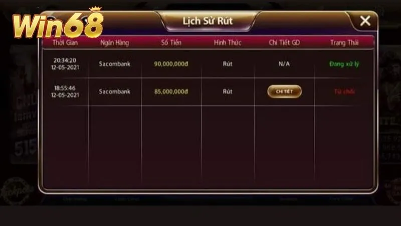 Anh em muốn check tình trạng của lệnh rút có thể mở mục lịch sử mà hệ thống lưu trữ